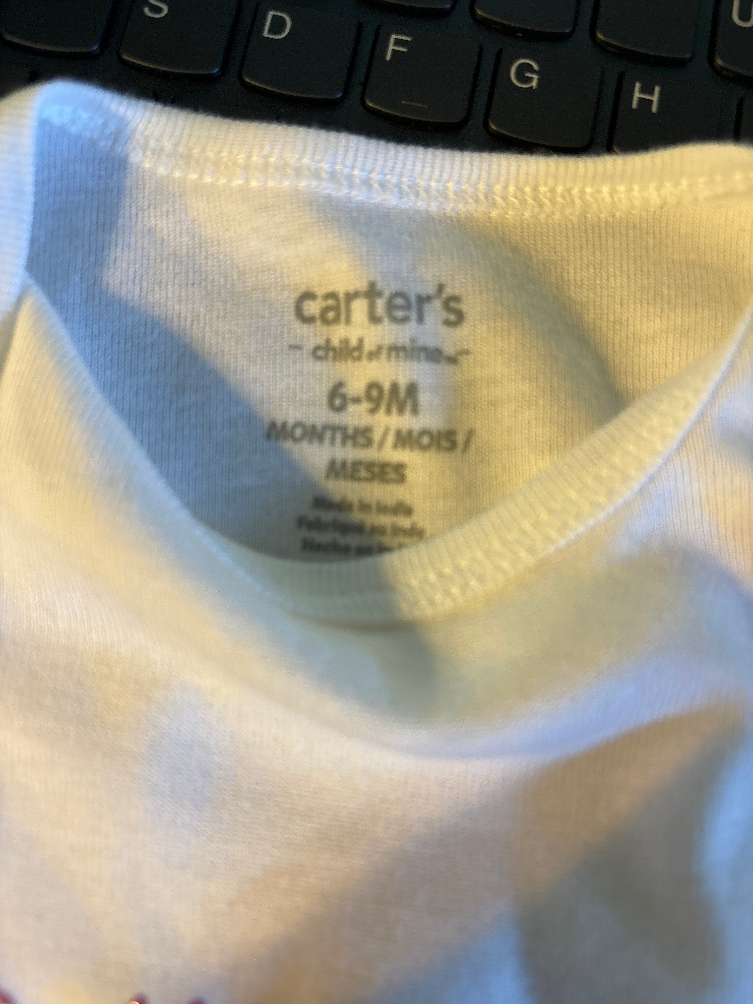 BABY GIRL 6-9 MONTH SHORT SLEEVE COTTON ONESIE
